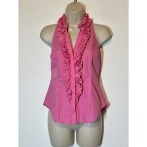 Lilly Pulitzer Top Sz 0 Pink Ruffle Detail Sleeveless Blouse Coquette Feminine